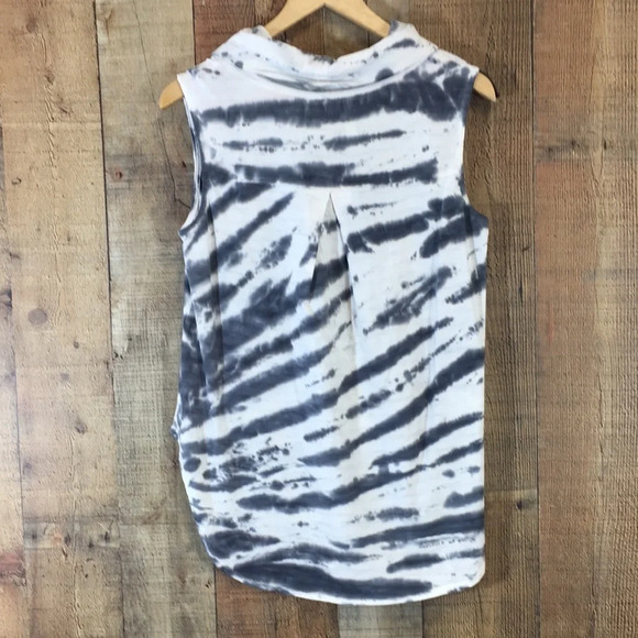 Halcyon Black White Tie Dye Cowl Neck Tank Top Womens Small Kangaroo Pocket - Picture 4 of 12
